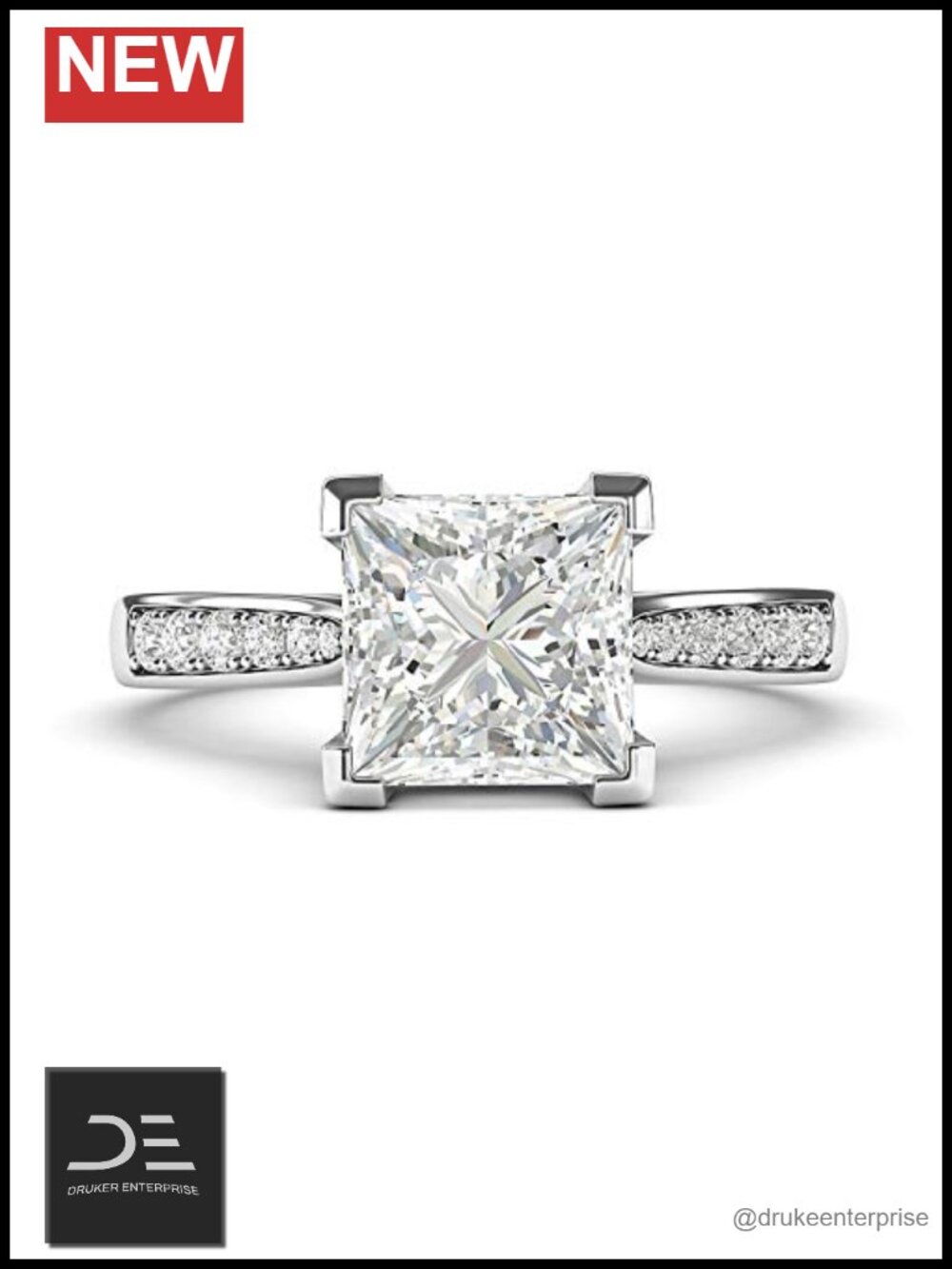 Sterling Silver 1.5ct Simulated Princess Cut Engagement Ring, 925 Jewelry